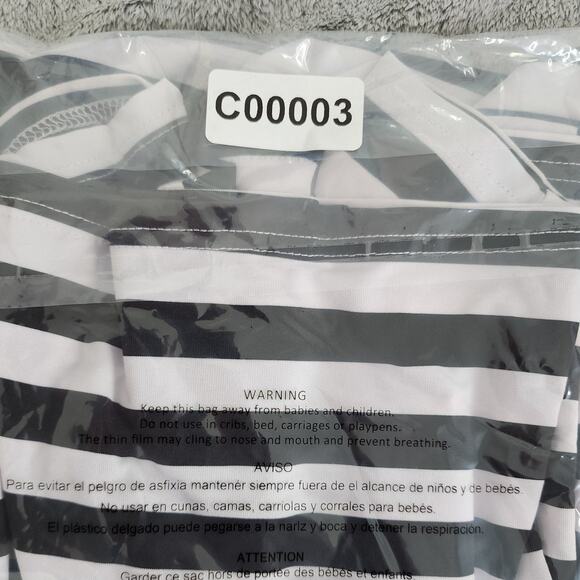 Finejo Dress Womens XL Black White Striped Off Shoulder Square Neck Bodycon - Picture 10 of 10